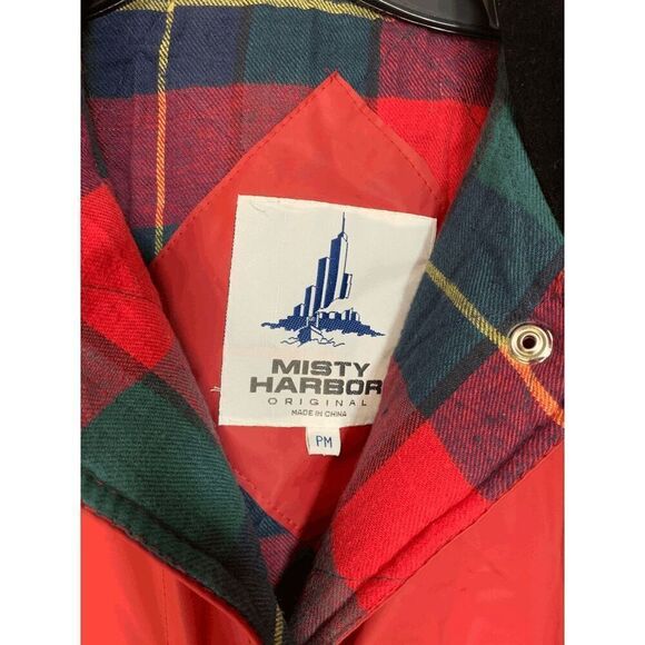 Misty Harbor Womens Any Weather Slicker Plaid Lined Raincoat Red Size PM - Picture 4 of 5